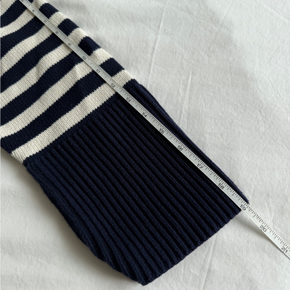 Navy and White Striped Women's Sweater - Picture 6 of 7